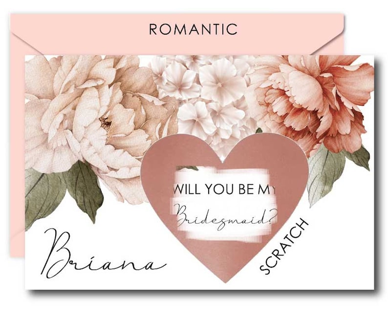 Romantic Will You Be My Bridesmaid Scratch Off Card