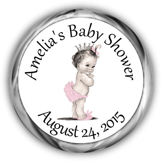 Princess Baby Shower Hershey Kisses Stickers - Vintage Girl Princess Baby Shower Sticker Il_570xn