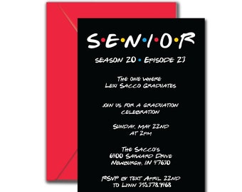 Friends Theme Graduation Invitation Template, Editable Download