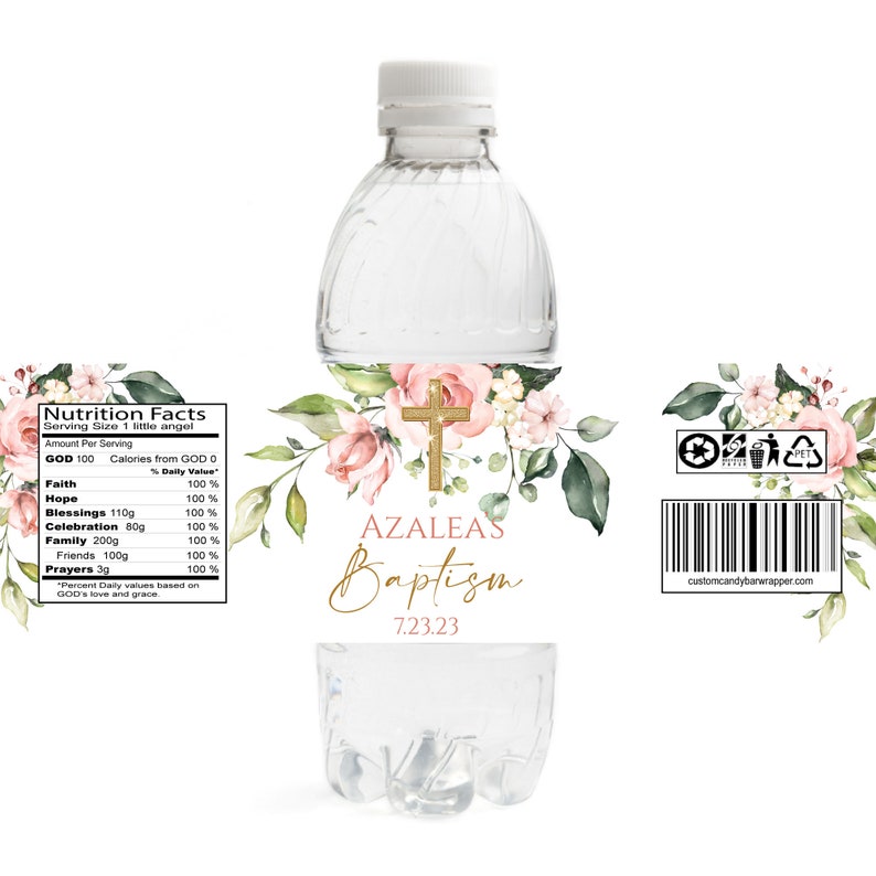 Matching Blush Water Bottle Labels