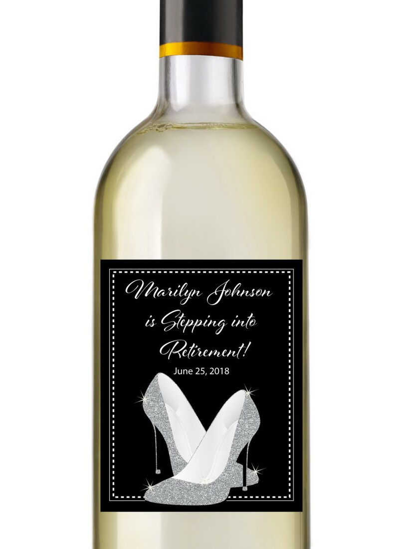 stepping into retirement wine labels personalized retirement etsy