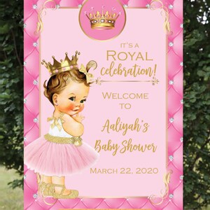 Royal Princess Baby Shower Welcome Sign, Lighter Complexion