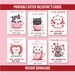 Printable Cat Valentine Cards, Kitten Classroom Valentine's Day Cards ...