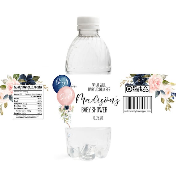 Details about  / Cute Water Bottle Gift Sticker Label Baby Shower Decor Gender Reveal Party Favor