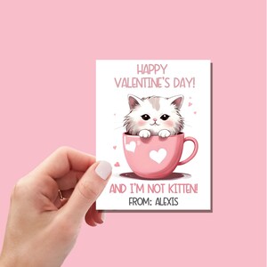 Printable Cat Valentine Cards, Kitten Classroom Valentine's Day Cards ...