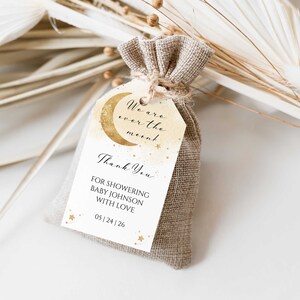 Over the Moon Baby Shower Favor Tags