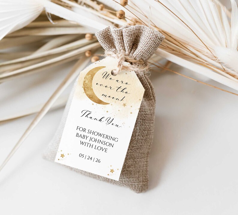 Over the Moon Baby Shower Favor Tags