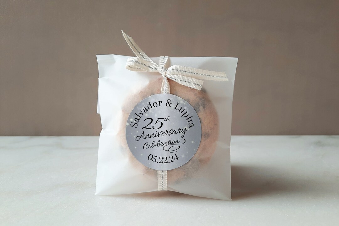 Personalized 25th Anniversary Stickers • Silver Sparkly Labels - Etsy
