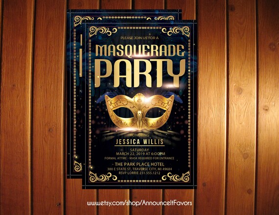 masquerade party invitation mardi
