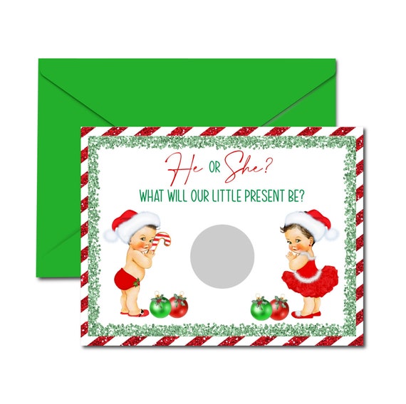 Christmas Gender Reveal Scratch off Cards, Christmas Baby Gender Reveal Scratch Offs, Holiday Gender Reveal Game Il_570xn