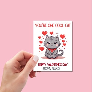 Printable Cat Valentine Cards, Kitten Classroom Valentine's Day Cards ...
