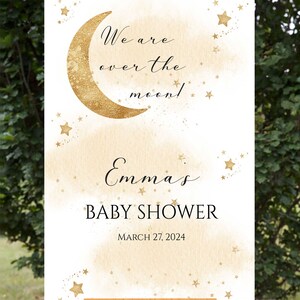 Matching Over the Moon Baby Shower Welcome Sign