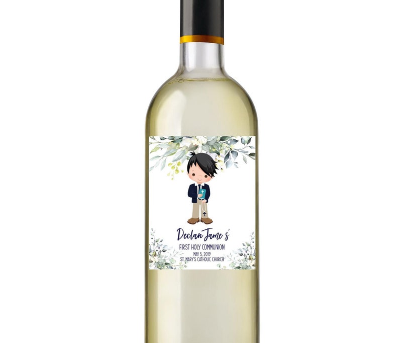 Greenery First Communion Wine Labels Boy Wine Bottle Set Etsy Canada