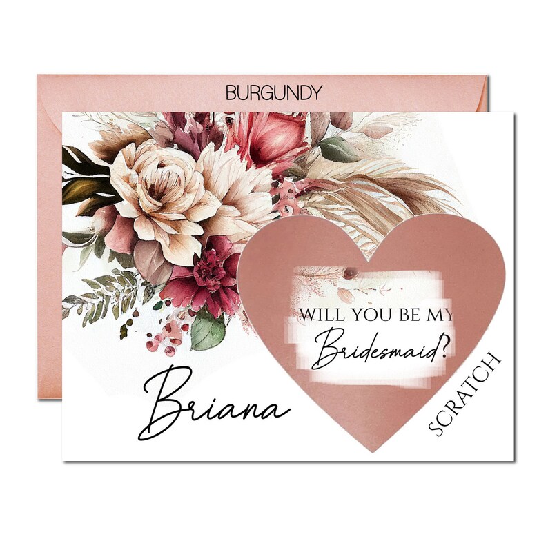 Burgundy Bridesmaid Proposal Scratch Off Cards