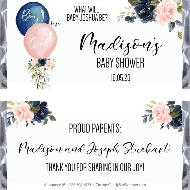 Matching Balloons Gender Reveal Candy Wrappers