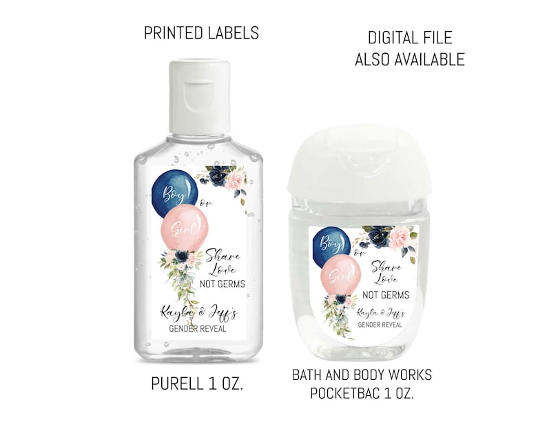 Gender Reveal Hand Sanitizer Labels
