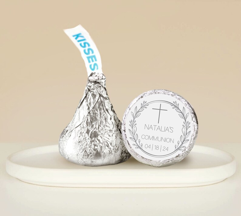 Matching Minimalist Communion Hershey Kisses Stickers