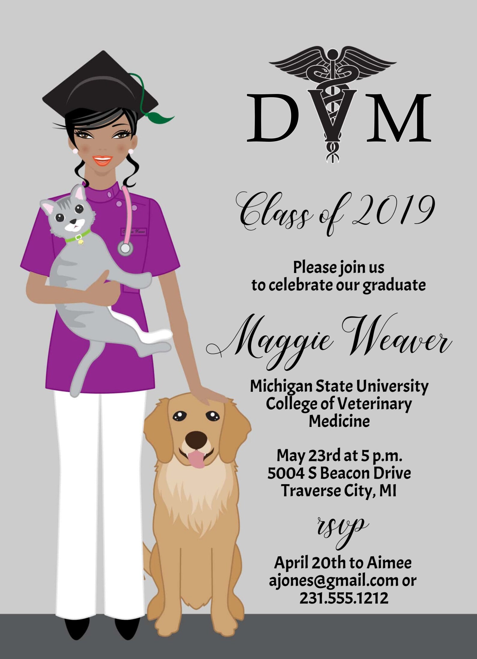 Veterinary School Graduation Invitation Veterinarian Etsy