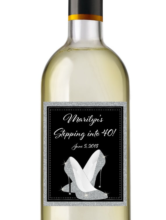 Stepping into Birthday Wine Labels • Personalized Birthday Wine Label - Glitter Heels Il_570xn