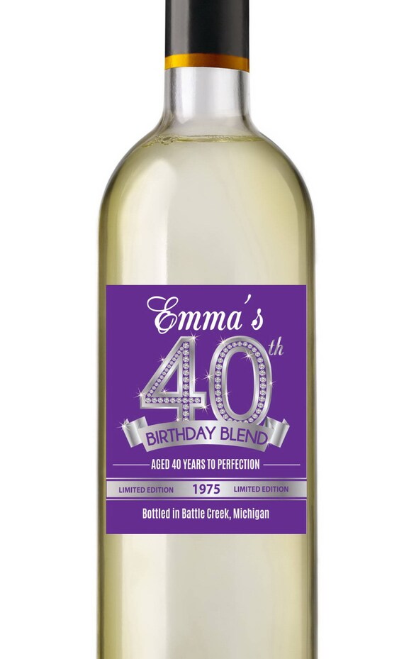 40th Birthday Wine Labels • Personalized Birthday Wine Label Il_570xn