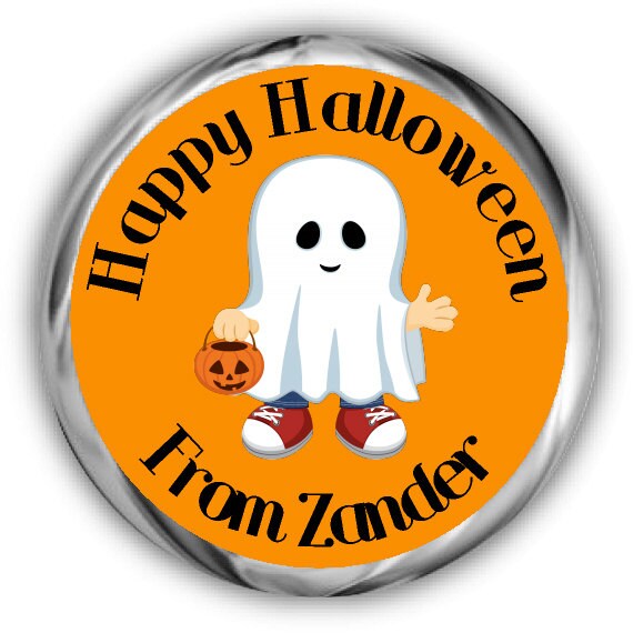 Ghost Personalized Halloween Hershey Kisses Stickers, Halloween Favor Tags Il_570xn
