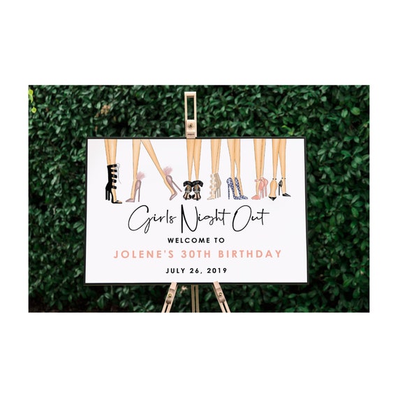 Girls Night Out Birthday Welcome Sign, Ladies Night Out Birthday Party Welcome Sign, Editable Birthday Signs, Birthday Poster Decoration Il_570xn