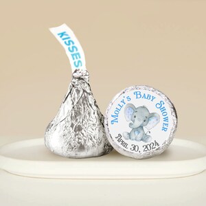 Blue Elephant Baby Shower Hershey Kisses Stickers