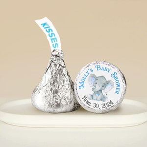 Blue Elephant Baby Shower Hershey Kisses Stickers