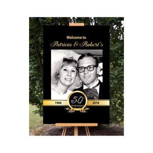 Photo Anniversary Welcome Sign, 50th Anniversary Party Sign, Wedding Anniversary Poster,  Printable Anniversary Poster, Personalized Decor