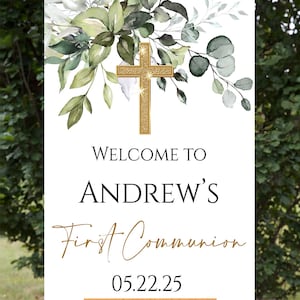 Greenery Communion Welcome Sign, Printable