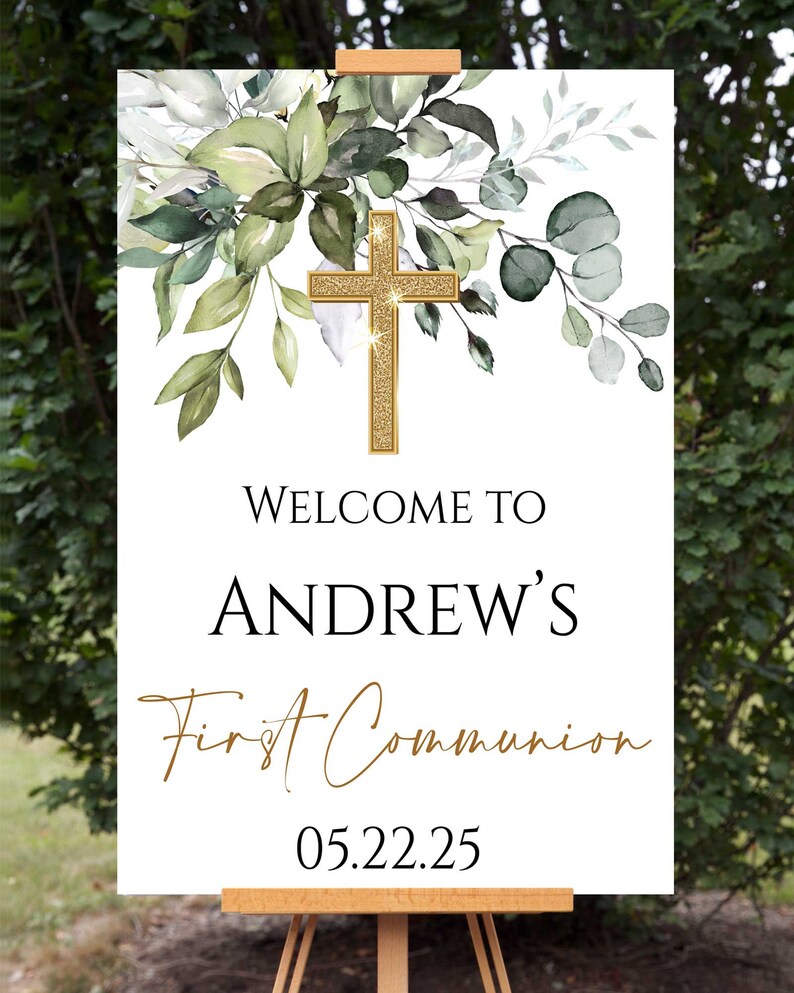 Greenery Communion Welcome Sign, Printable