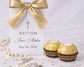 Baptism Candy Favor – Ferrero Rocher Chocolate Gift with Personalized Baptism Box
