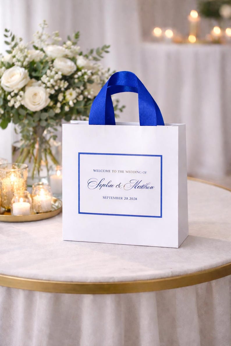 Wedding Welcome Bag Royal Blue Ribbon