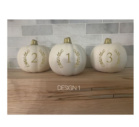 White Pumpkin Table Numbers, Fall Wedding Table Numbers, Custom Pumpkin Table Setting, Autumn Wedding Decorations, Pumpkin Table Numbers Il_570xn