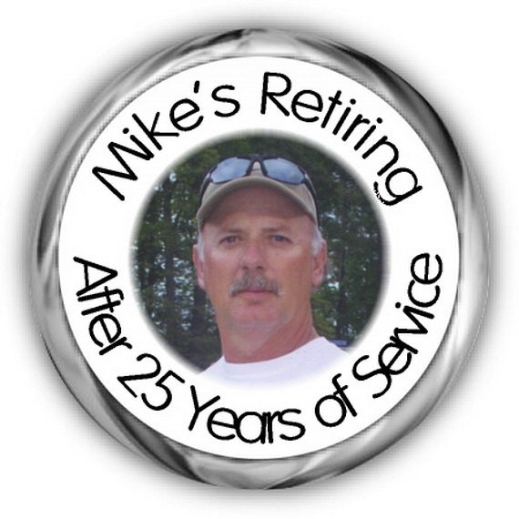 Personalized Retirement Labels Hershey Kisses Sticker Photo Retirement Stickers