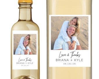 Photo Wedding Wine Labels, Personalized Wedding Wine Label, Love and Thanks Wine Label