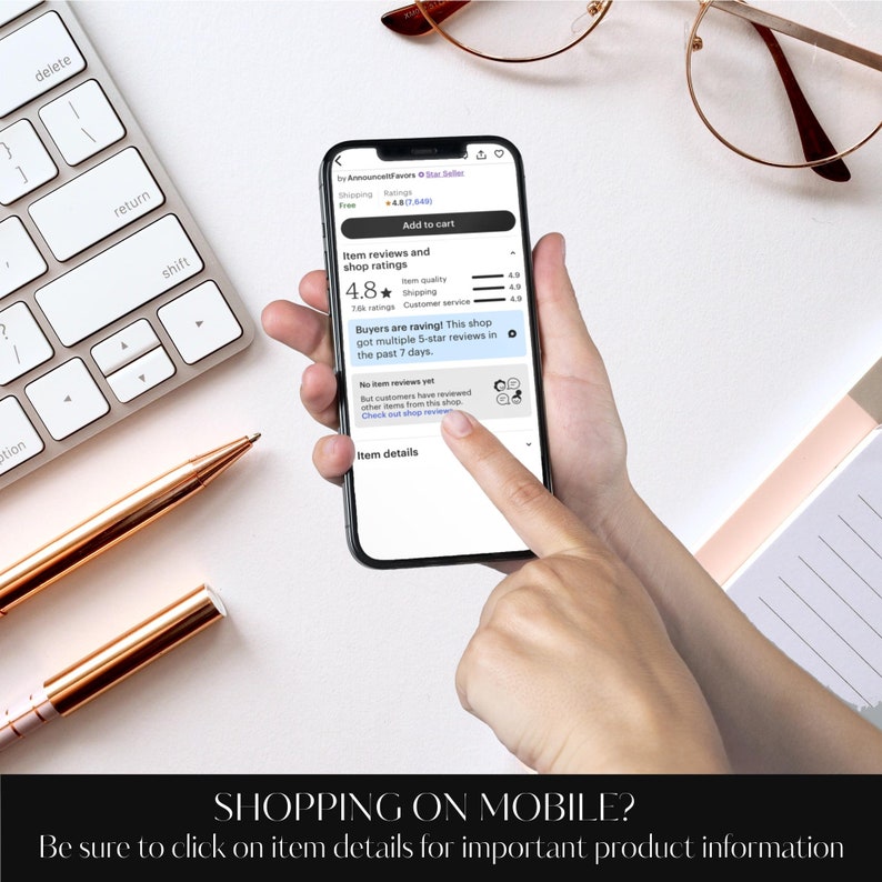 Shopping on Mobile? Be sure to click the item description for product information