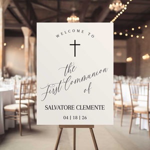 Communion Post Sign First Holy Communion Welcome Sign: Editable Entrance Poster (digital ...