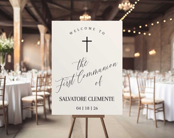 First Holy Communion Welcome Sign: Editable Entrance Poster (Digital Download)