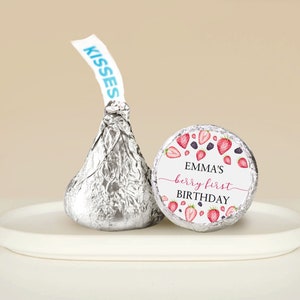 Berry First Birthday Hershey Kisses Stickers