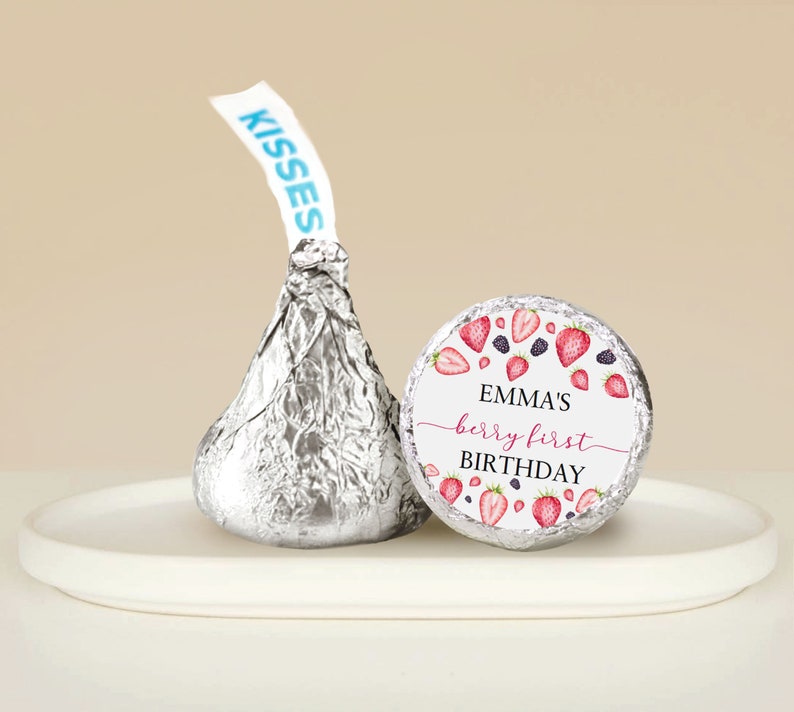 Berry First Birthday Hershey Kisses Stickers