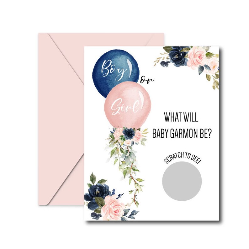 Matching Balloons Gender Reveal Scratch Off Cards