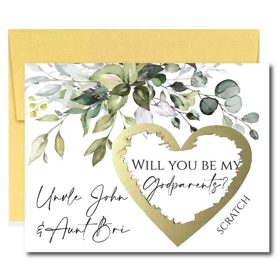 Will You Be My Godparent Scratch Off Card, Godparent Proposal Card, Greenery Ask Godparent Il_570xn