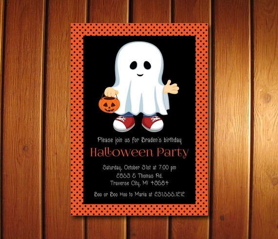 Kids Halloween Invitation, Ghost Party Invitation, Costume Halloween Invites Il_570xn