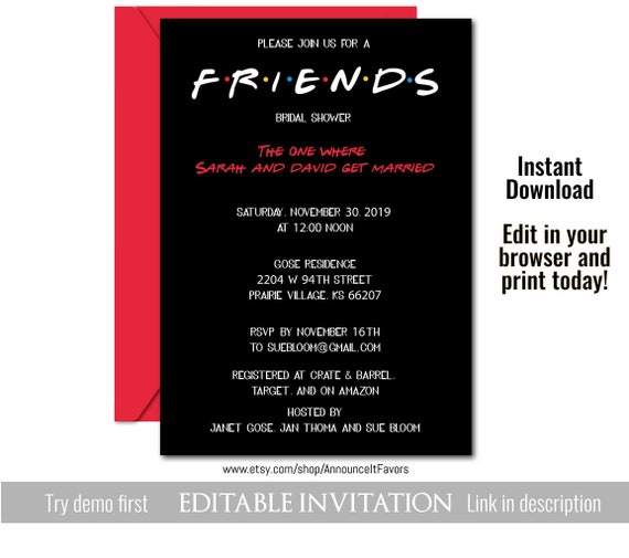 Friends Bridal Shower Invitations, Download Template Il_570xn