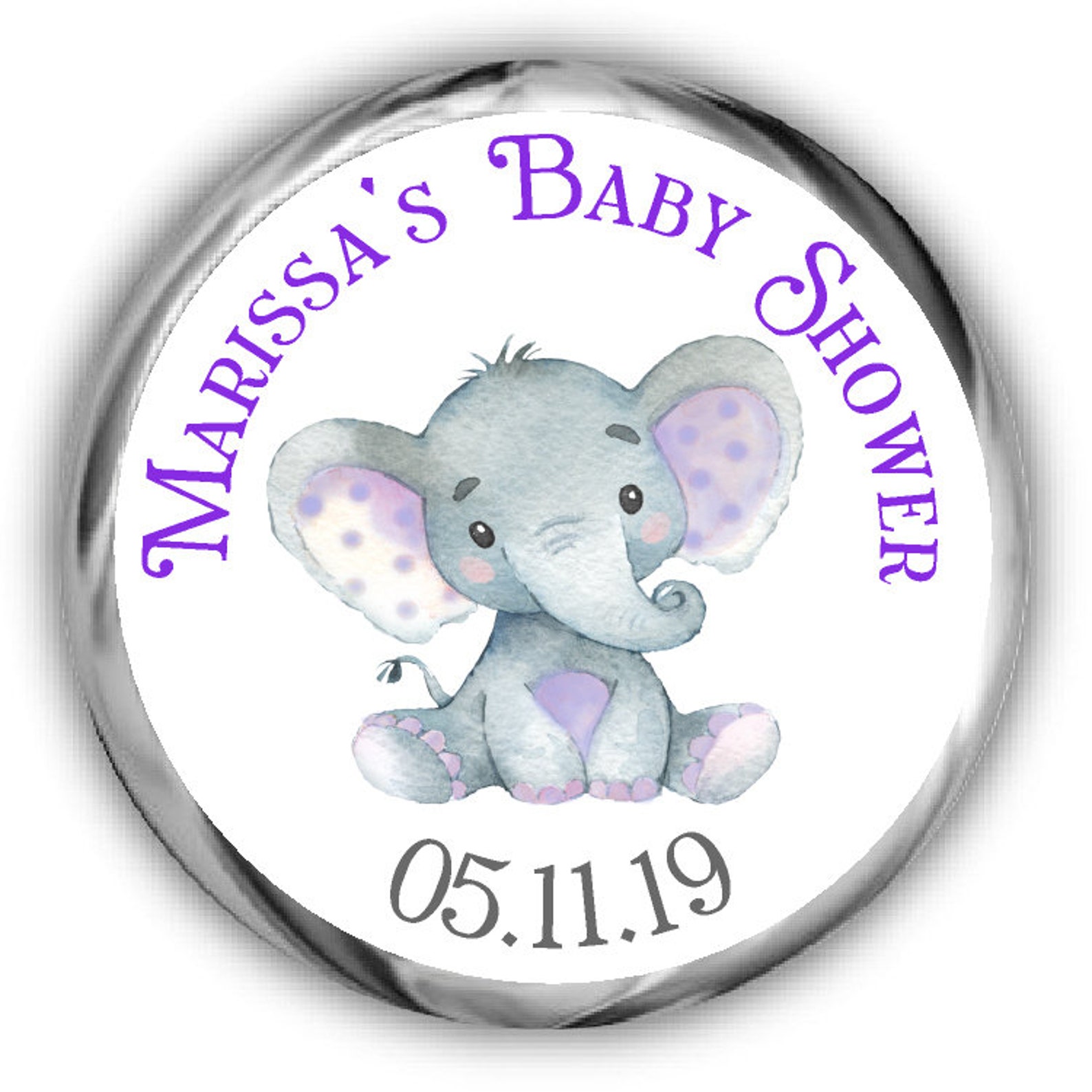 Purple Elephant Baby Shower Invitation Elephant Baby Shower Etsy
