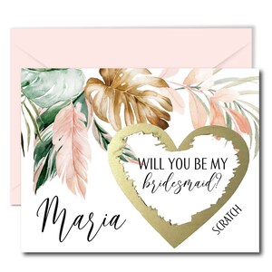 Palms Will You Be My Bridesmaid Scratch Off Card