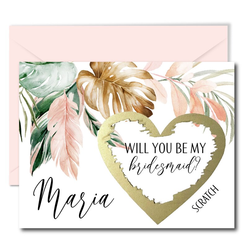Palms Will You Be My Bridesmaid Scratch Off Card
