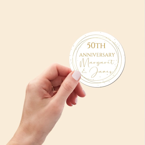 Gold White Anniversary Hershey Kisses Stickers - 50th Anniversary Kiss ...