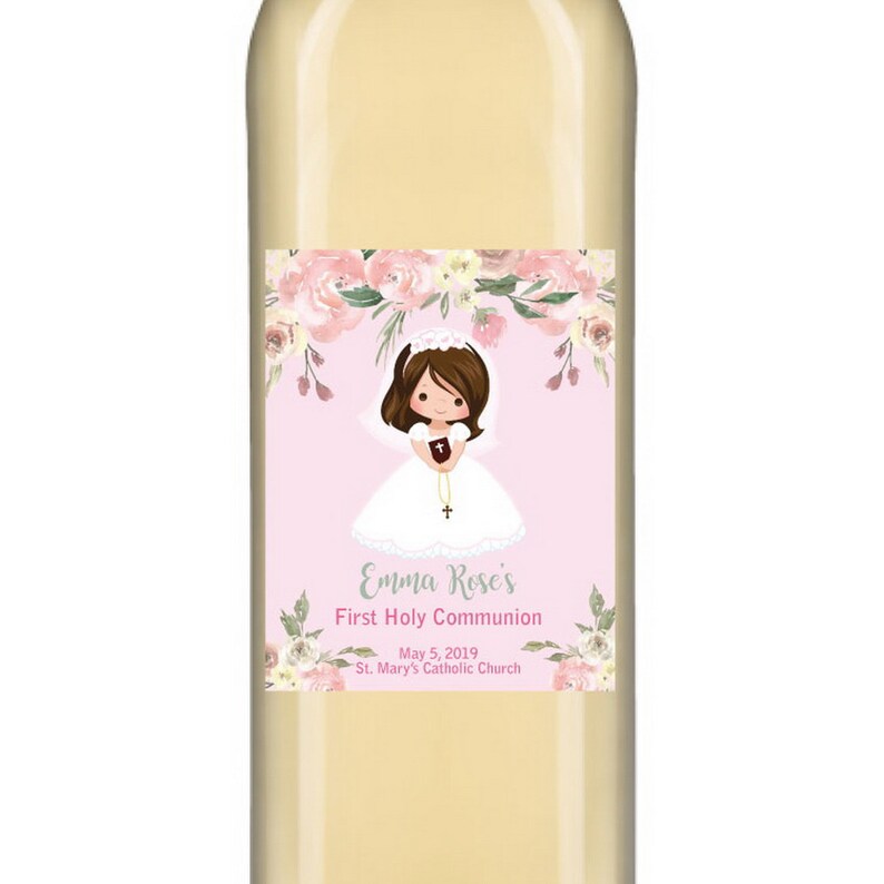 Floral First Communion Wine Labels Girl Wine Bottle Set of Etsy Canada